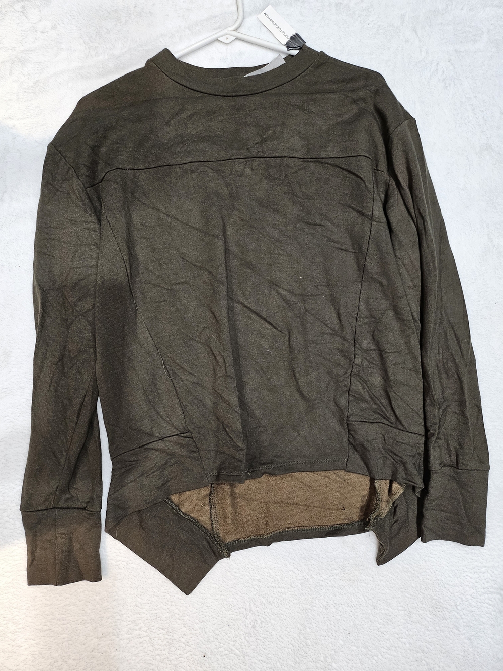 Go Couture Men's Long-Sleeve Crewneck Shirt in Olive Green